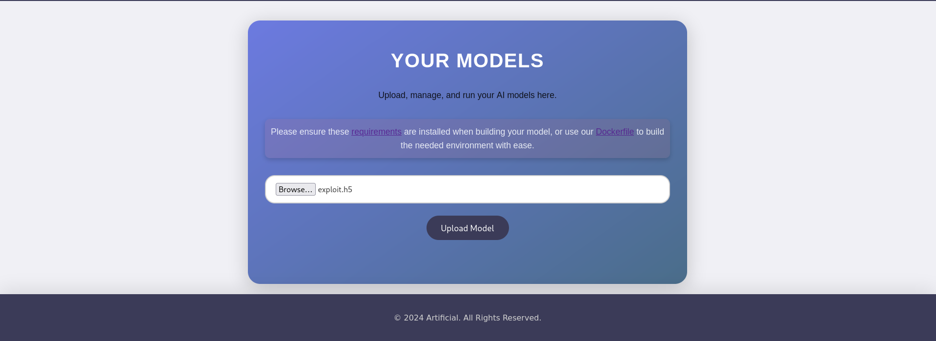 Uploading TensorFlow Exploit Model