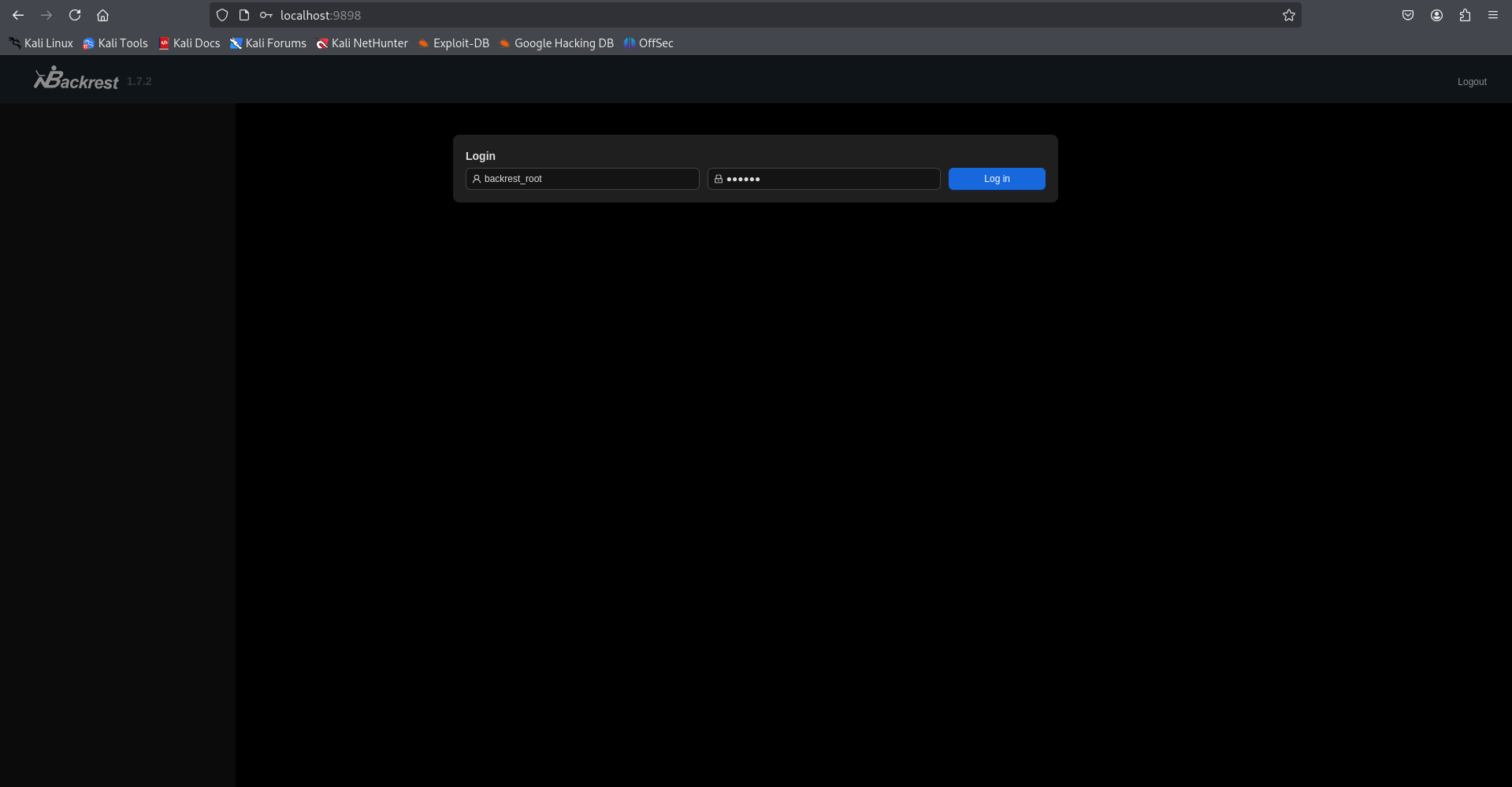 Backrest Login Interface